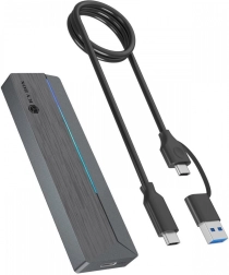 External case for M.2 SSD NVMe and SATA with RGB lighting, USB 3.2 Gen 2 (10 Gb/s)