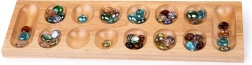 Wooden Mancala Game with Colorful Glass Stones Bigjigs Toys