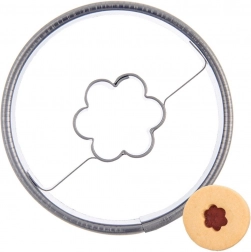Stainless steel cookie cutter round with flower 4.5 cm