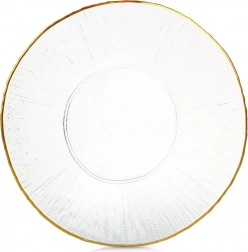Assiette plate en verre avec bord doré 30 cm
