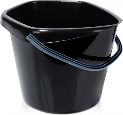 Schwarzer Kunststoff-Eimer 14 l mit Ausguss