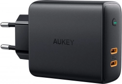 Aukey PA-D5 GaN wall charger 2× USB‑C Power Delivery 63 W with Dynamic Detect