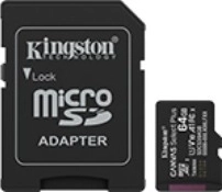 Carte MicroSD 64 Go Kingston Canvas Select+ avec adaptateur