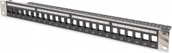 Modular Patch Panel 19" with 24 Ports for Keystone Modules, 1U, Shielded, with Cable Management