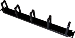 1U 19" Cable Organizer with 5 Hooks, Black