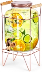 Getränkespender aus Glas mit Hahn und goldenem Ständer 4,2 l Vilde