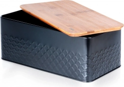 Metall-Brotkasten mit Bambusdeckel 33,5 × 18,5 × 12,5 cm