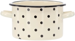 Enamel pot 2 l, 16 cm, white with polka dots