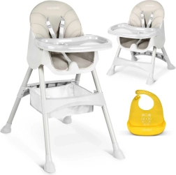 Hochstuhl 3-in-1 mit Tisch und Silikon-Lätzchen RICOKIDS Milo, grau
