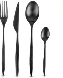 Besteckset aus Edelstahl, schwarz, für 6 Personen, 24-teilig