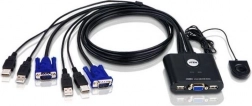 Sélecteur de ports télécommandé USB VGA à câble, 2 ports