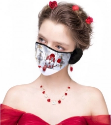 Christmas mask with ears resembling a snowman