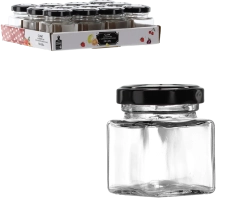 Glazen potje 50 ml vierkant met metalen deksel