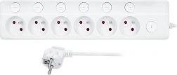 Solight extension lead with individual switches, 6 sockets, 3 m, white