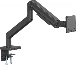 Single-arm desktop monitor mount with clamp and mechanical spring, 49" / 20 kg, VESA 75x75 and 100x100, black