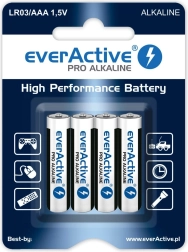 Alkali-batterijen AAA (LR03) Everactive Pro Alkaline, blister 4 stuks