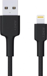 Aukey Lightning – USB‑A kabel 2 m met nylon gevlochten mantel en MFi‑certificering