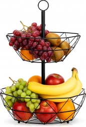 Zweistöckiger Metallobstkorb – schwarzer geometrischer Ständer