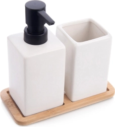 Badezimmer-Set aus Dolomit, weiß, 3-teilig