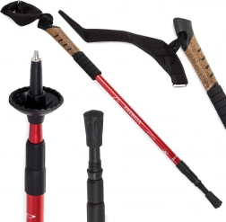 Cork trekking pole for Nordic Walking with anti-shock system, red