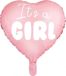 Foliebalonnen It's a Girl roze hart 45 cm
