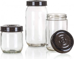 Bocaux en verre LINZI 3 pcs, granit