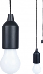 Hanging LED lamp with batteries and pull-cord switch