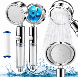 Pommeau de douche avec turbine et filtre, haute pression et économe - 1 pièce