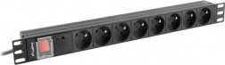 Lanberg 19" 1U rack PDU, 8 Type E outlets, 16 A, black