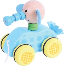 Wooden pull-along baby elephant on a string