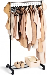 Metal freestanding clothes rack on wheels 140 cm