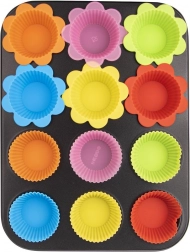 Muffin Pan with Silicone Cups, 12 pcs