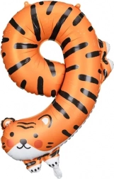 Foil Balloon Number 9 – Tiger 49 × 76 cm