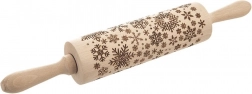 Houten reliëf-deegroller sneeuwvlokken 39 cm