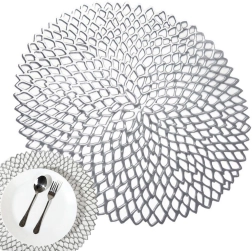 Round openwork placemat, silver, 41 cm