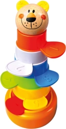 Bino Colorful Tower 2-in-1 – educational stacking toy with a bear