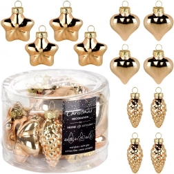 Glas-Weihnachtsornamente gold 4–4,5 cm, Set 12 Stk.