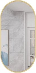 Großer ovaler Wandspiegel 100 × 50 cm mit goldenem Rahmen