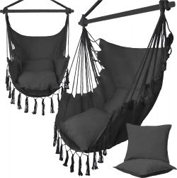 Hanging Brazilian Chair with Cushions, Black