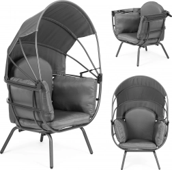 Gartenstuhl mit verstellbarem Dach, graues ModernHome