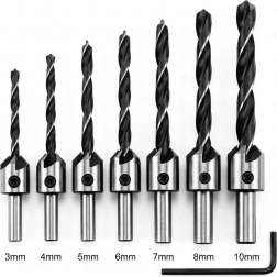 Ensemble de forets avec fraisoir pour bois 3–10 mm