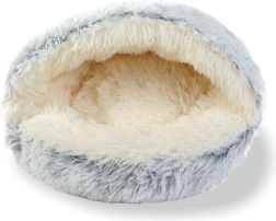 Rundes Plüschbett für Katzen, 50 cm, grau