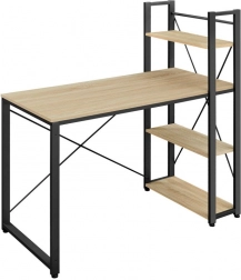 Computertisch mit vier Regalen und verstellbaren Beinen, Sonoma-Eiche