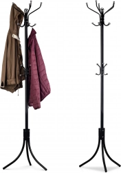 Freistehender Kleiderständer mit 16 Haken, schwarzes Metall, MODERNHOME