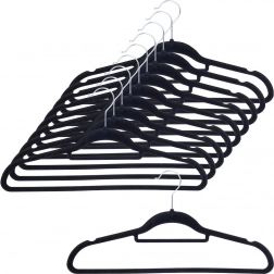 Velvet swivel clothes hangers, black, set of 10