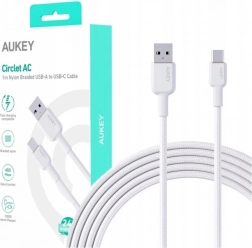 Aukey USB‑C to USB‑A cable 1 m 60 W PD with nylon braid white