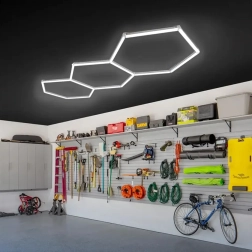 LED hexagonal ceiling panel 247 × 98 cm, 125 W, 6500K for garage, workshop and interiors
