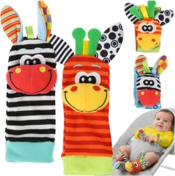 Sensorische Rassel-Armbänder und Socken für Babys KRUZZEL – Set mit 4 Stück