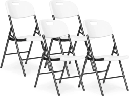 Set van 4 opklapbare stoelen ModernHome - metaal, HDPE, wit