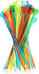 Colorful cocktail picks with heart 8 cm, 50 pcs
